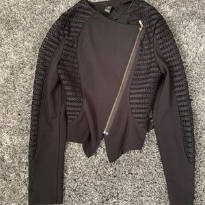Black stripped jacket with gold zipper